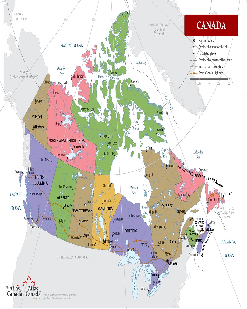 Canada map Canada's map with provinces and territories