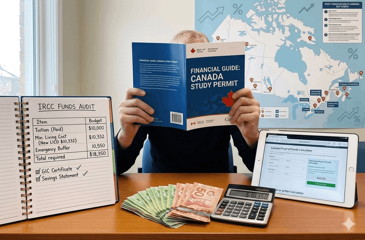 International student in Canada calculating finances for a study permit extension application.